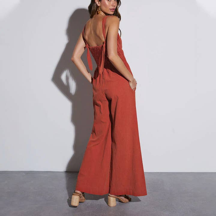 mahogany Women's Wide Jumpsuits Sleeveless Casual Pants Rompers for wholesale on Faire