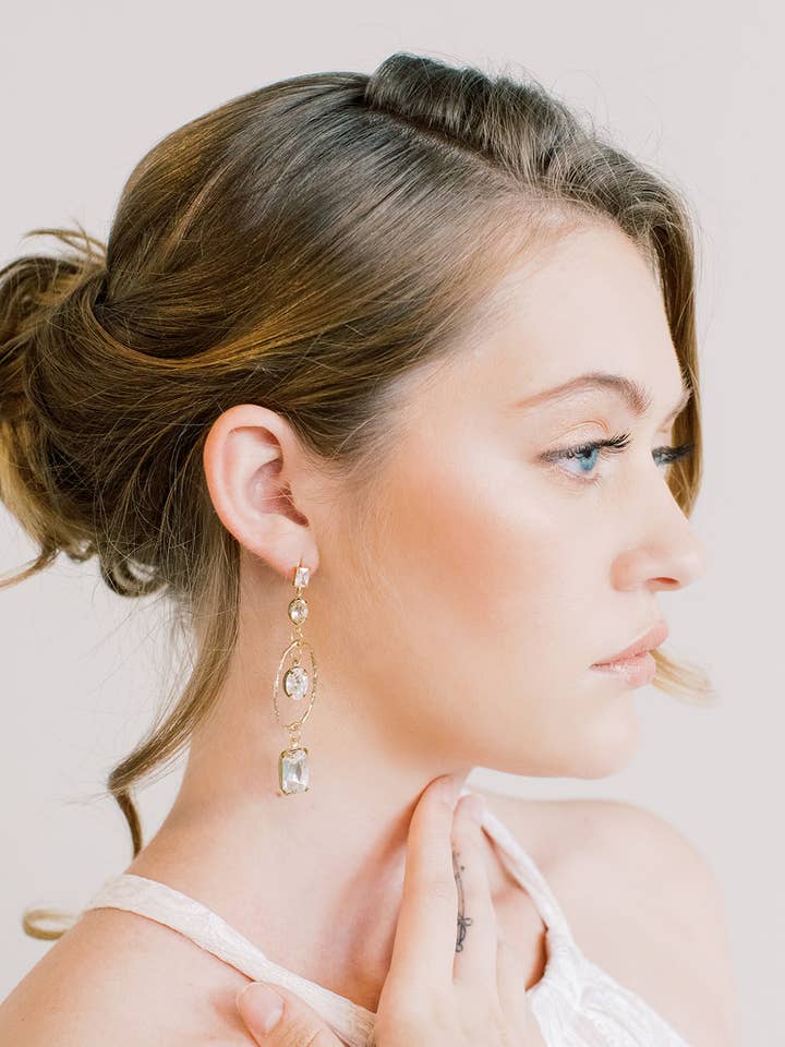 Brincos Oval Swarovski Drop Statement por atacado de Acute Designs