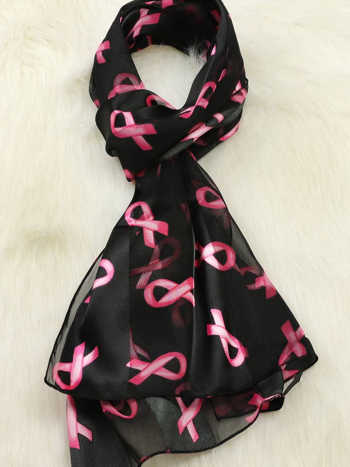 Breast Cancer Awareness Pink Ribbon Scarf Wrap for wholesale by SP Sophia Collection