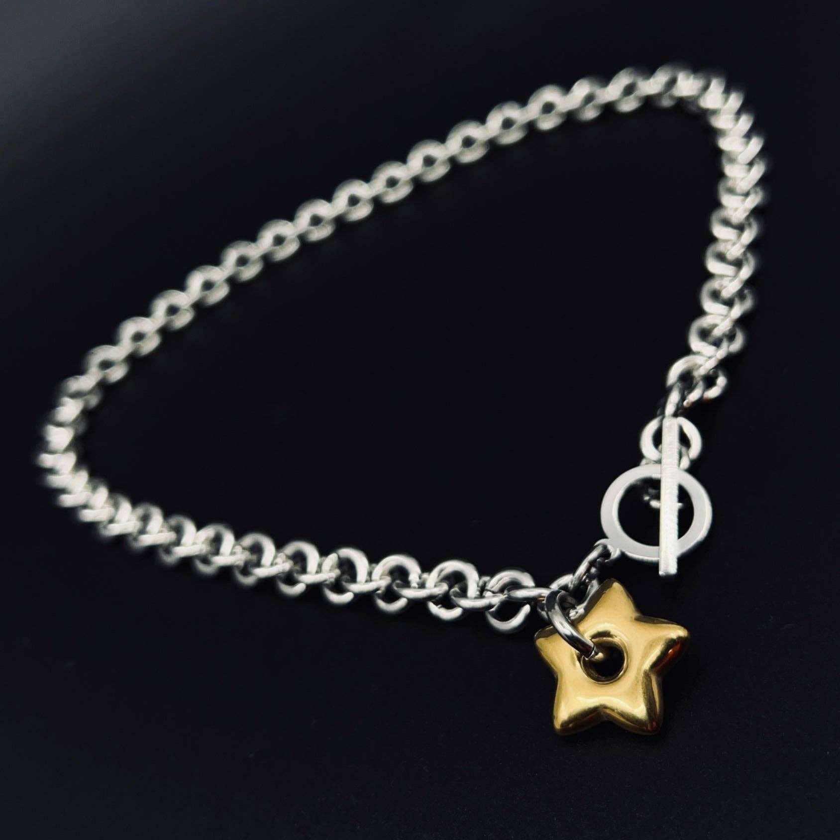 Lawless - Wholesale Pendant/Charm Necklace - Urania Axis Necklace with Star Charm and Toggle Fastening - Silver / Gold3