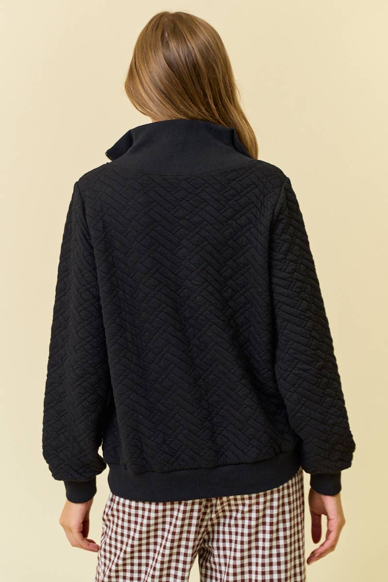 Doe and Rae - Wholesale Sweatshirt - Dames - GEVOERD TOP MET HALVE RITS AAN DE VOORKANT - 45112T8