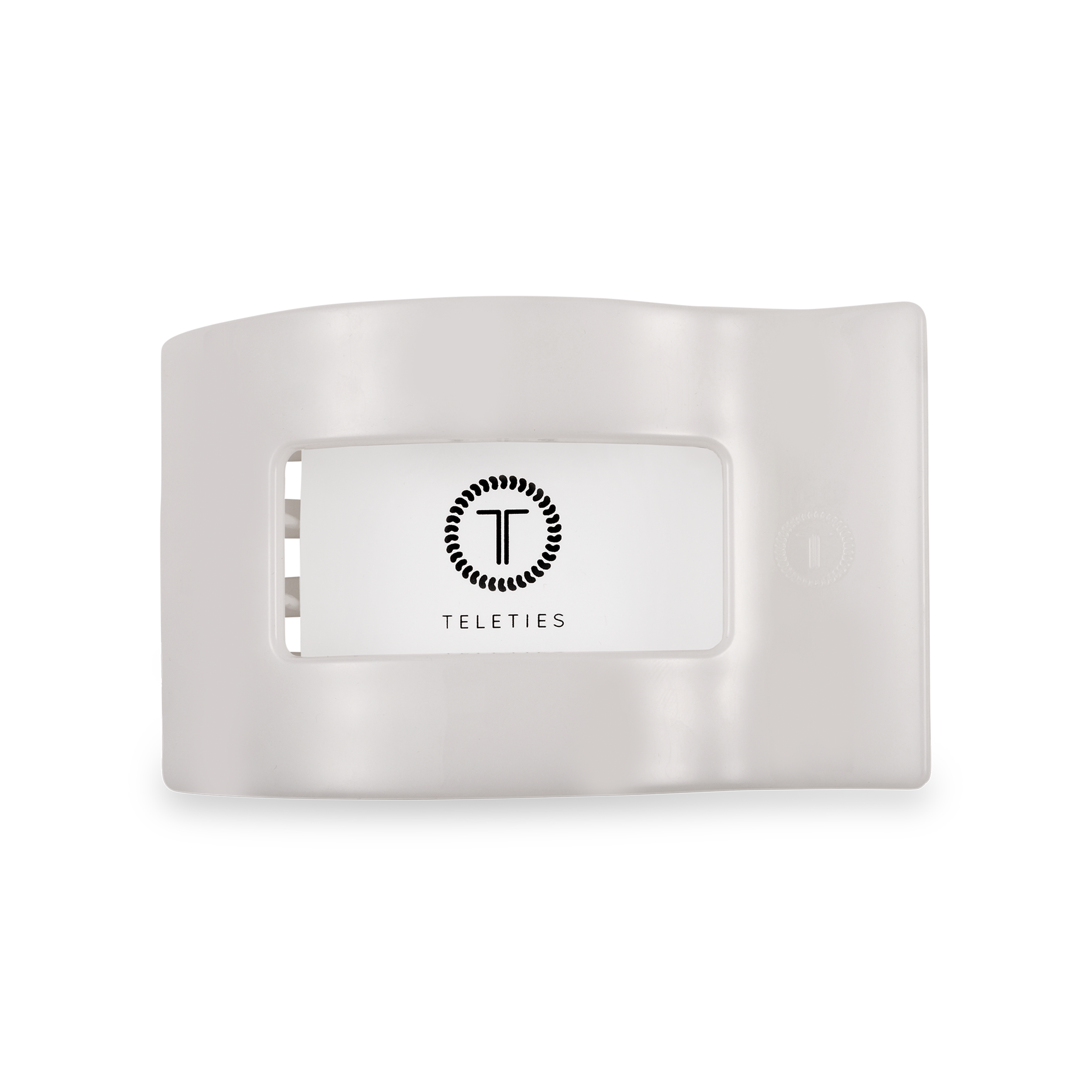 TELETIES - Wholesale Hair Clip - Women's - Flat Rectangle Hair Clip | Medium | Coconut White1