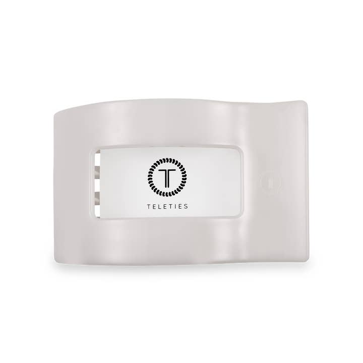 TELETIES - Wholesale Hair Clip - Women's - Flat Rectangle Hair Clip | Medium | Coconut White1