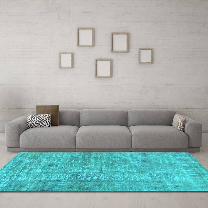Machine Washable Abstract Turquoise Modern Area Rugs for wholesale by Ahgly