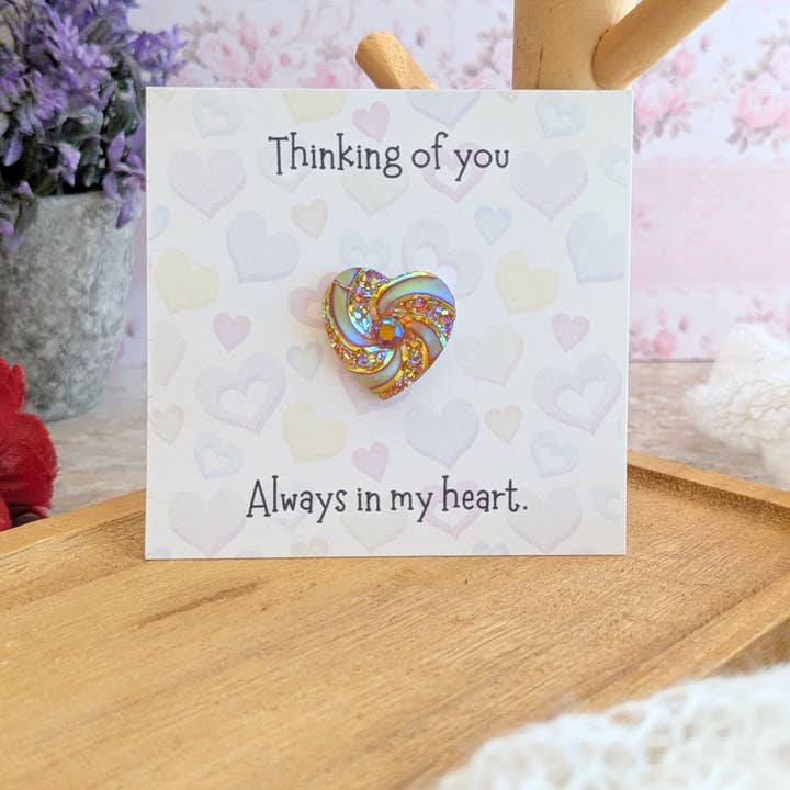 Glitter Heart Pocket Hug Missing You Keepsake Gift for wholesale by Bubble Charm Co Accessories