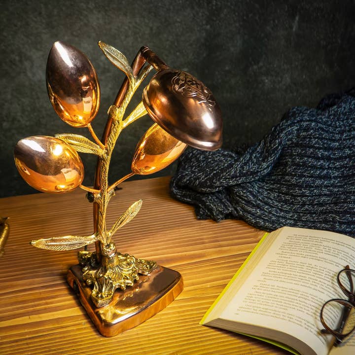 ALFIQ Copper - Wholesale Accent/desk lamp - Handmade Copper Desk and Bedside Lamp with Solid Brass Body | Handcrafted Vintage Copper Light Home Decor | 320 mm Height1