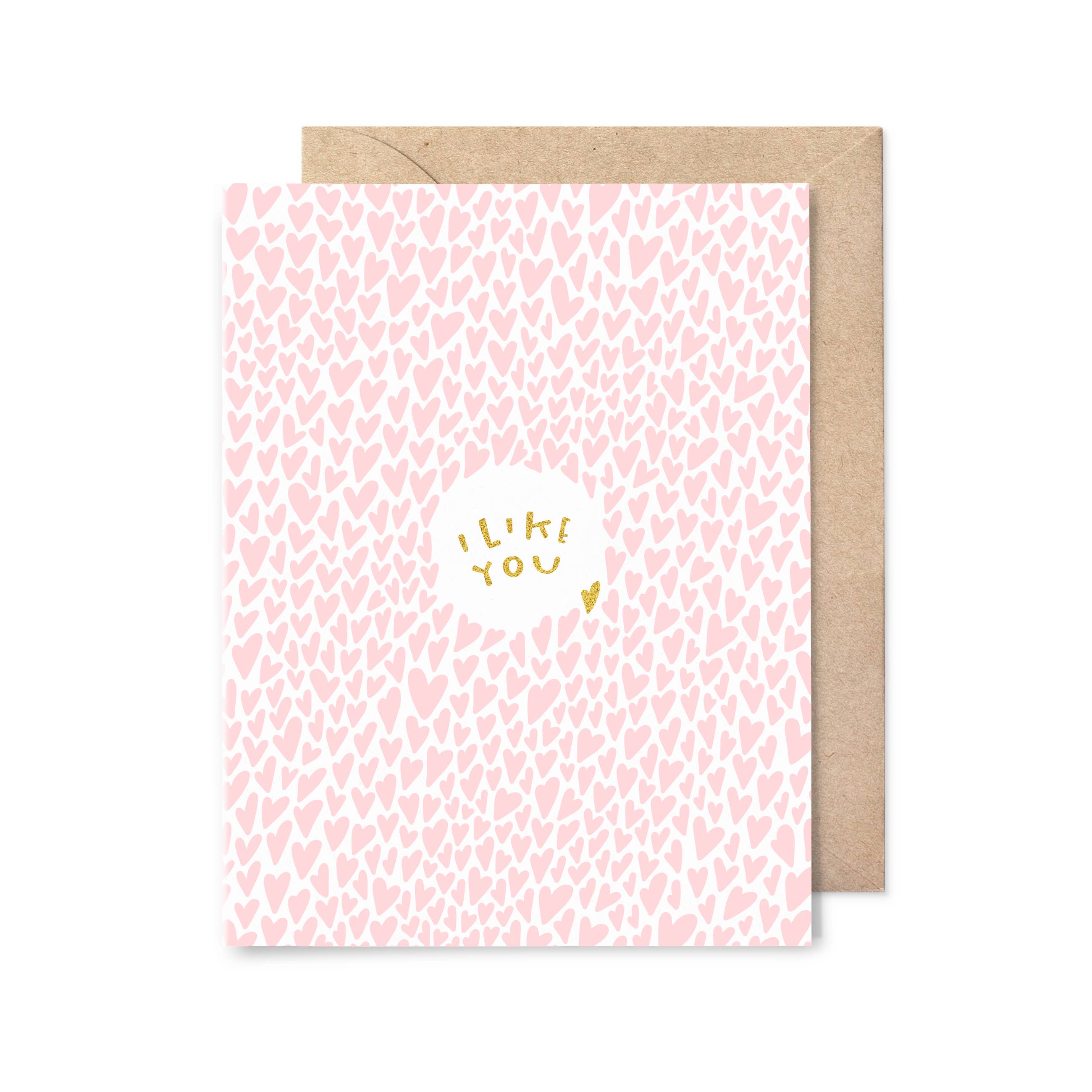 Pinwheel Print Shop - Wholesale Love Card - I Like You Gold Foil Love Card0