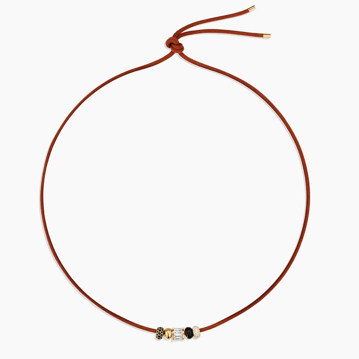 Collar de cuero con cuentas negras para venta al por mayor de THATCH