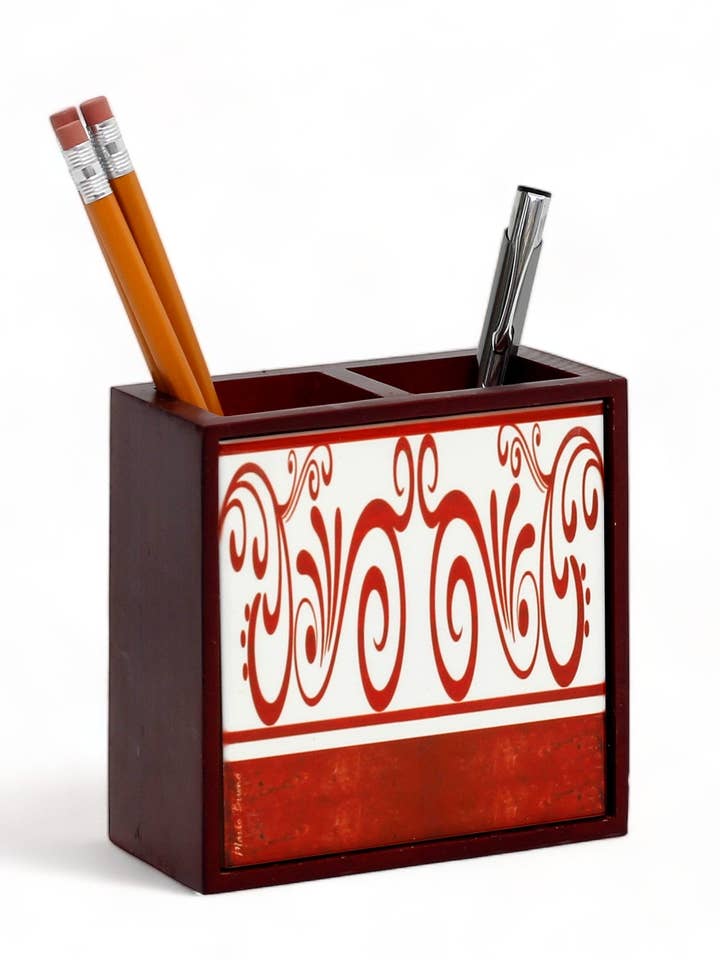 PORTALÁPICES DE MADERA: portalápices de palisandro de alta calidad con azulejos decorativos - Diseño Mario Bruno Design 03 para venta al por mayor de SublimArt