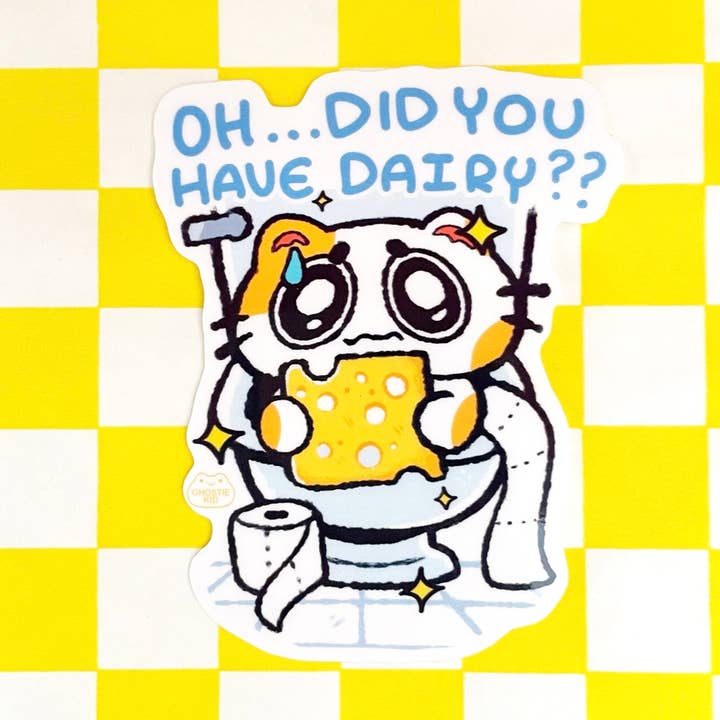 You Had Dairy? Toilet Cat | Vinyl Sticker for wholesale by Ghostiekid
