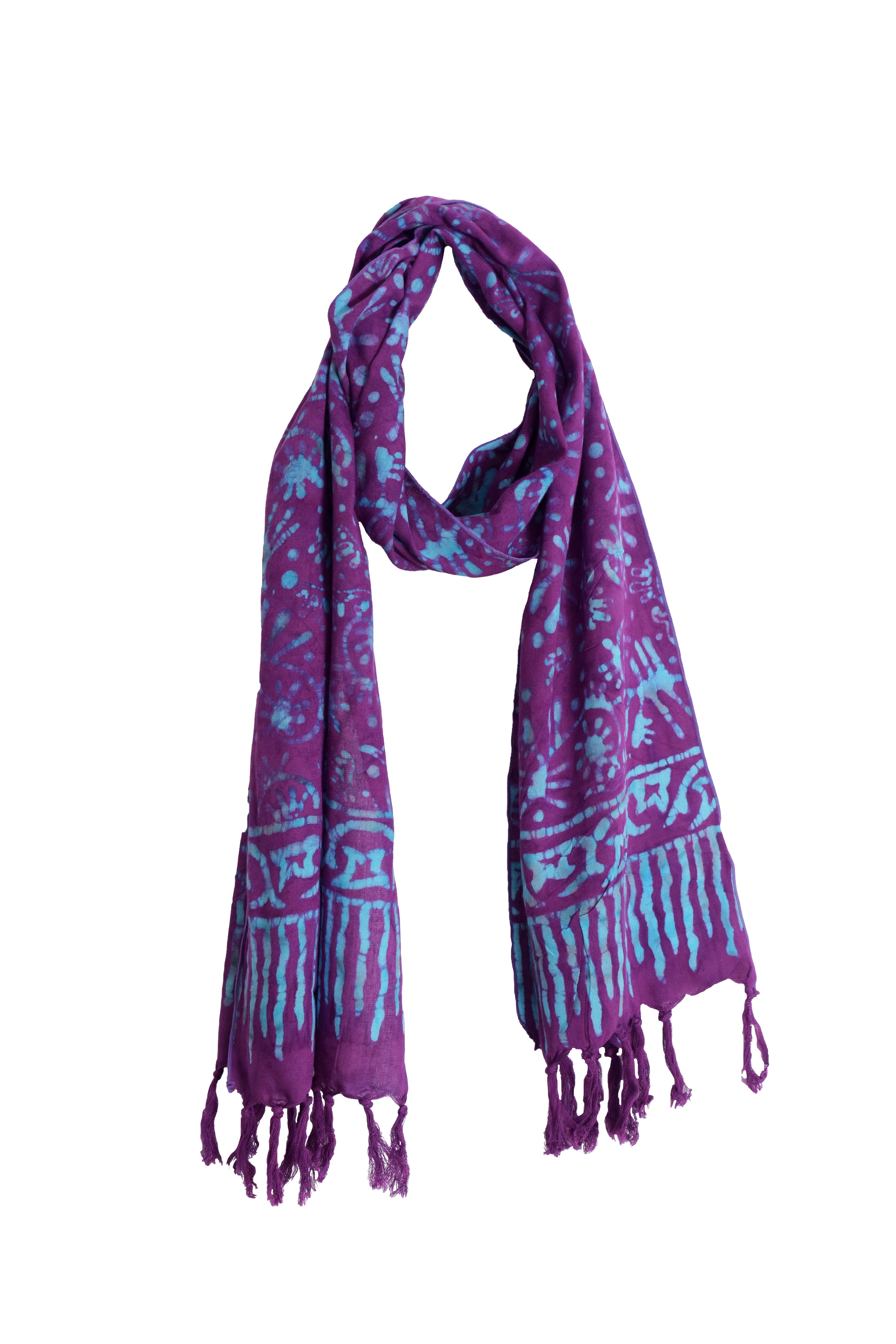 Nusantara Inc. - Wholesale Scarf - Women's - Rayon Batik Scarf - 98781 A-C (Knotted  Fringe)22