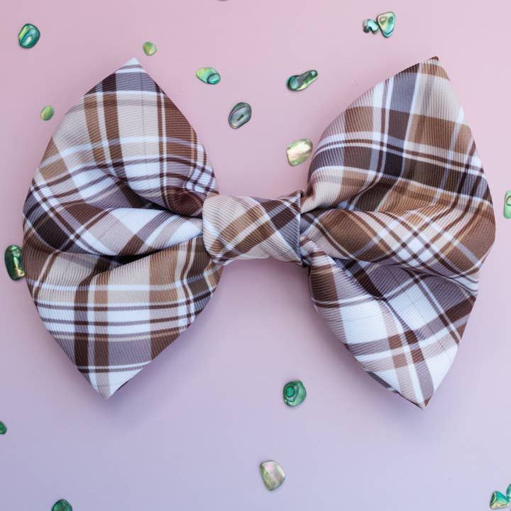 Dog Bow Tie | Maplewood: Caramel & Brown Plaid for wholesale by Dizzy Dog Collars