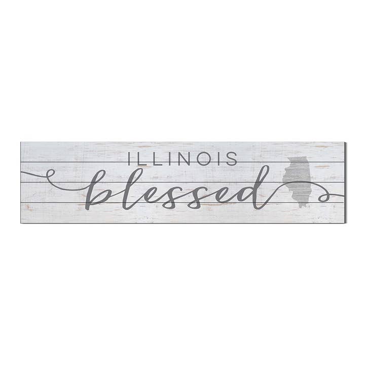40x10 Illinois Blessed Weathered Slat Sign for wholesale by Kindred Hearts