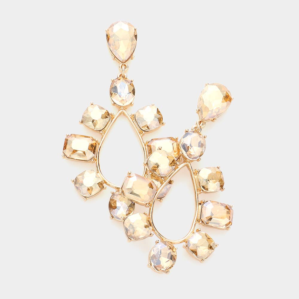 Sensibling Corp. - Wholesale Dangle Earrings - Multi Stone Trimmed Teardrop Dangle Evening Earrings1