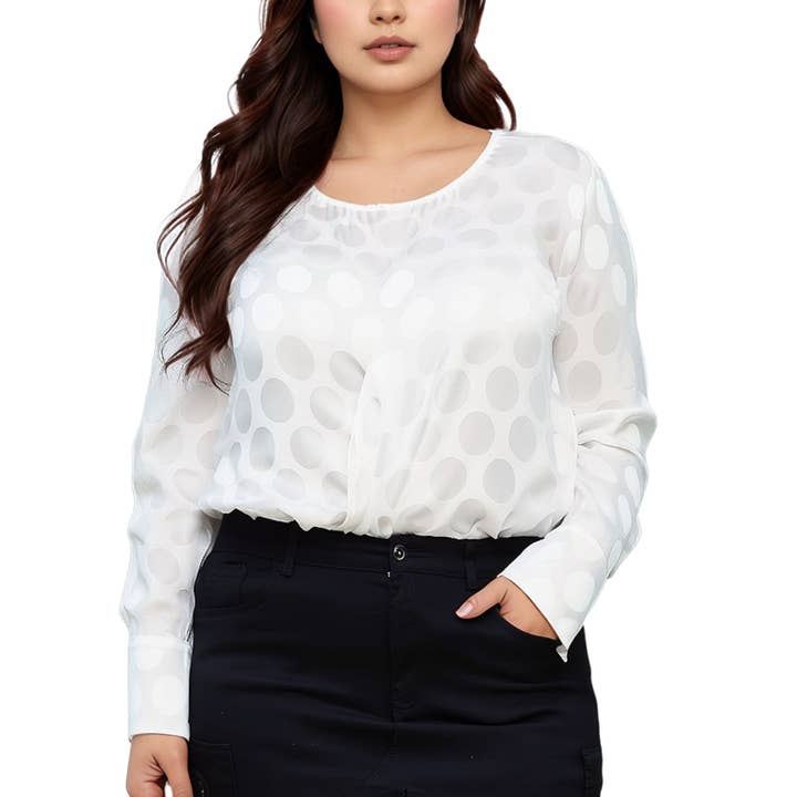 Robin K - Wholesale Tunic - Women's - Pleione Plus Size Women's Cross Front Crewneck Blouse Top3