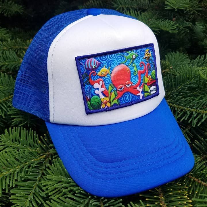 It's a Henry - Wholesale Trucker Hat - Unisex - Quadrapus Little Henry Royal/White Trucker Hat