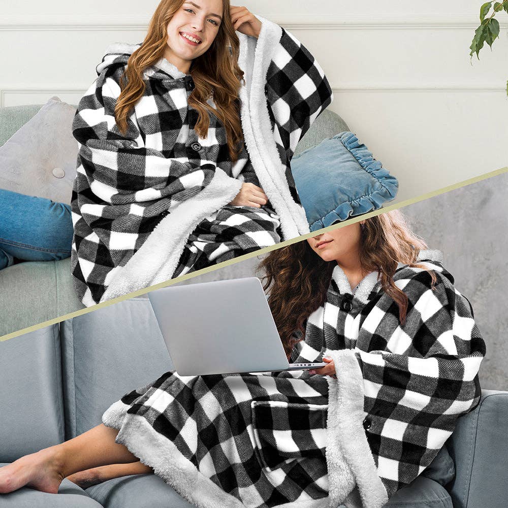 Pavilia – wholesale Poncho – Women's – Angel Wrap Hoodie Sherpa Poncho Blanket29