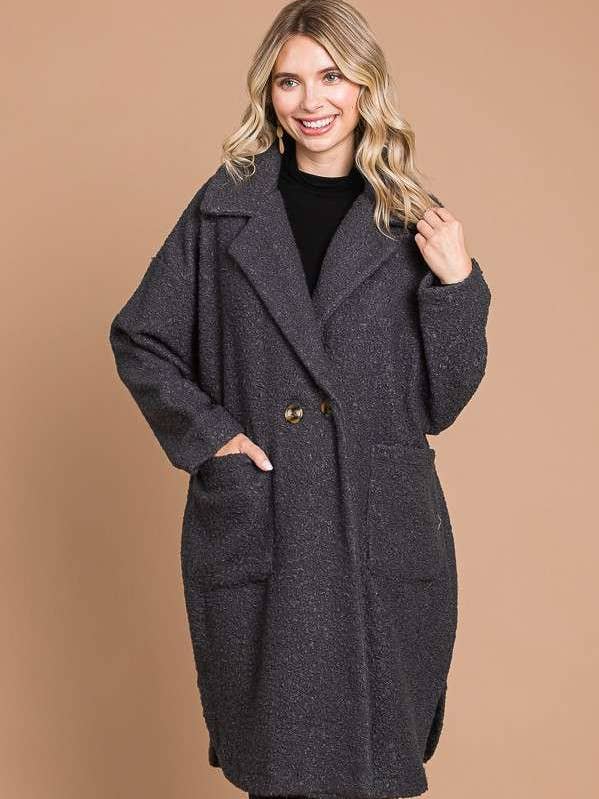 CFU1366LA - OVERSIZE DOUBLE BREAST COAT for wholesale by Culture Code