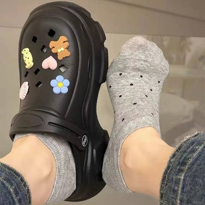 Sweetkama - Wholesale Socks – Women's - Ladies Color Block Polka Dot Knit Boat Socks SKAS500065