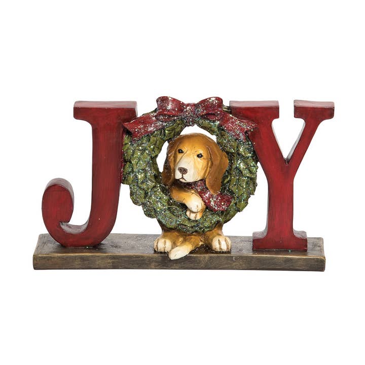SALE Christmas Joy Puppy Dog Decorative Figurine for wholesale by C&F Home