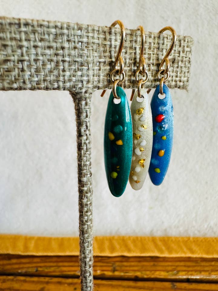 Confetti Earrings - 14k Gold Fill & Vitreous Enamel for wholesale by Notions of Lovely
