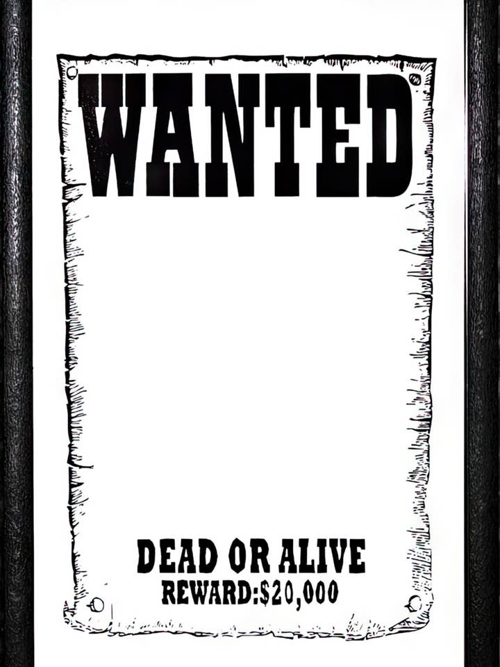 Specchio da parete «Wanted dead or alive» con cornice nera effetto legno per la vendita all'ingrosso da parte di Close Up GmbH