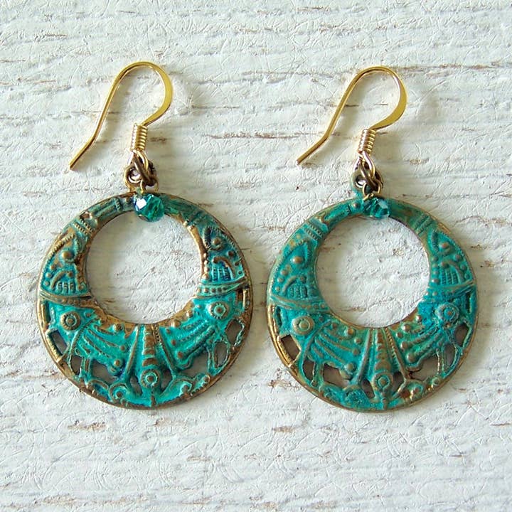 Hippie Chic Brass Hoop Earrings for wholesale by Jo Bird Jewelry