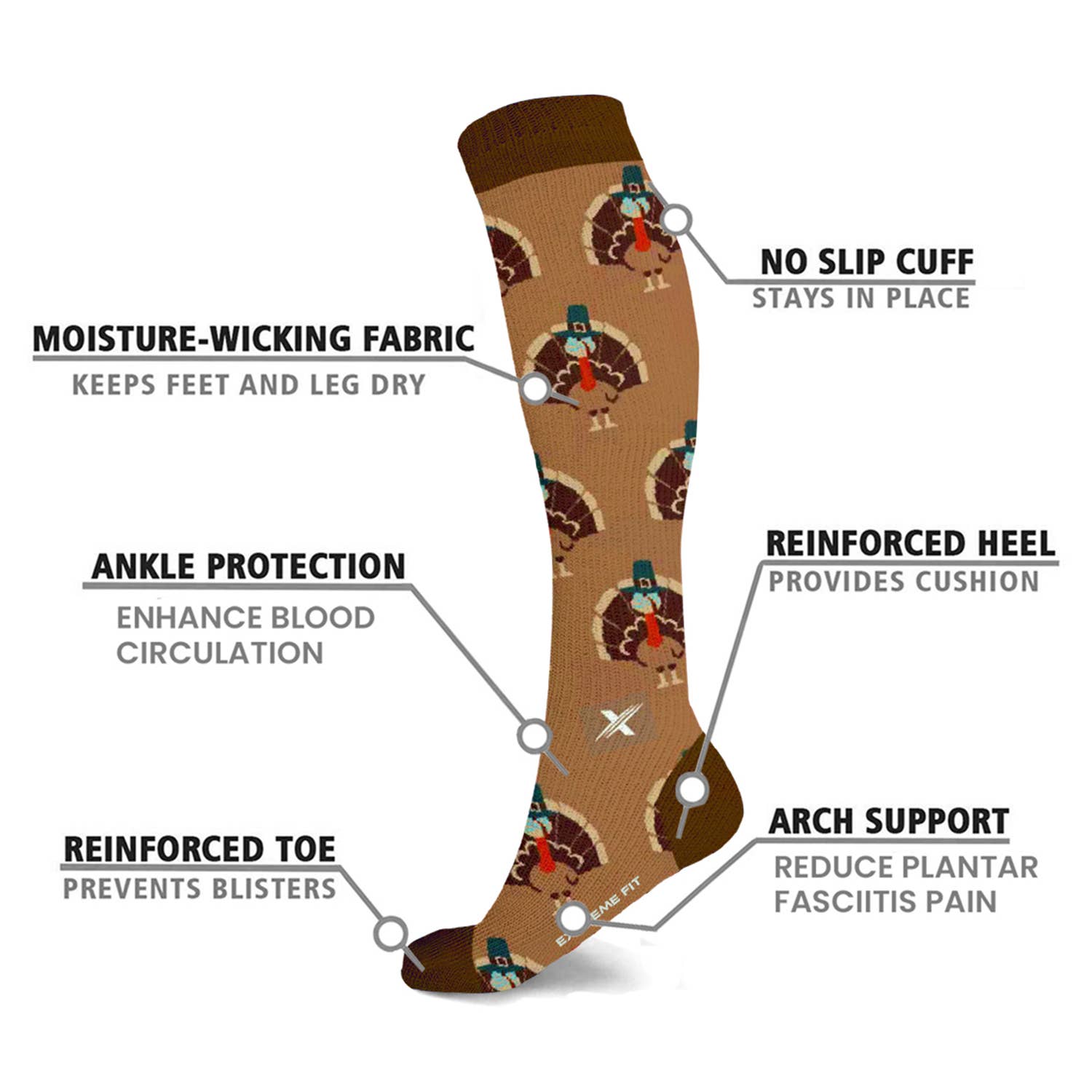 Extreme Fit Wholesale – wholesale Socks – Unisex – NOVELTY COLLECTION COMPRESSION SOCKS - 6 ASST STYLES8