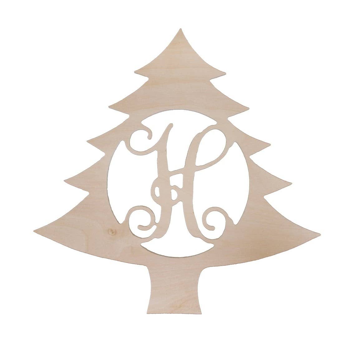 Wholesale Boutique - Wholesale Wall Sign - Christmas Tree Wood Monogram - Single Initial0