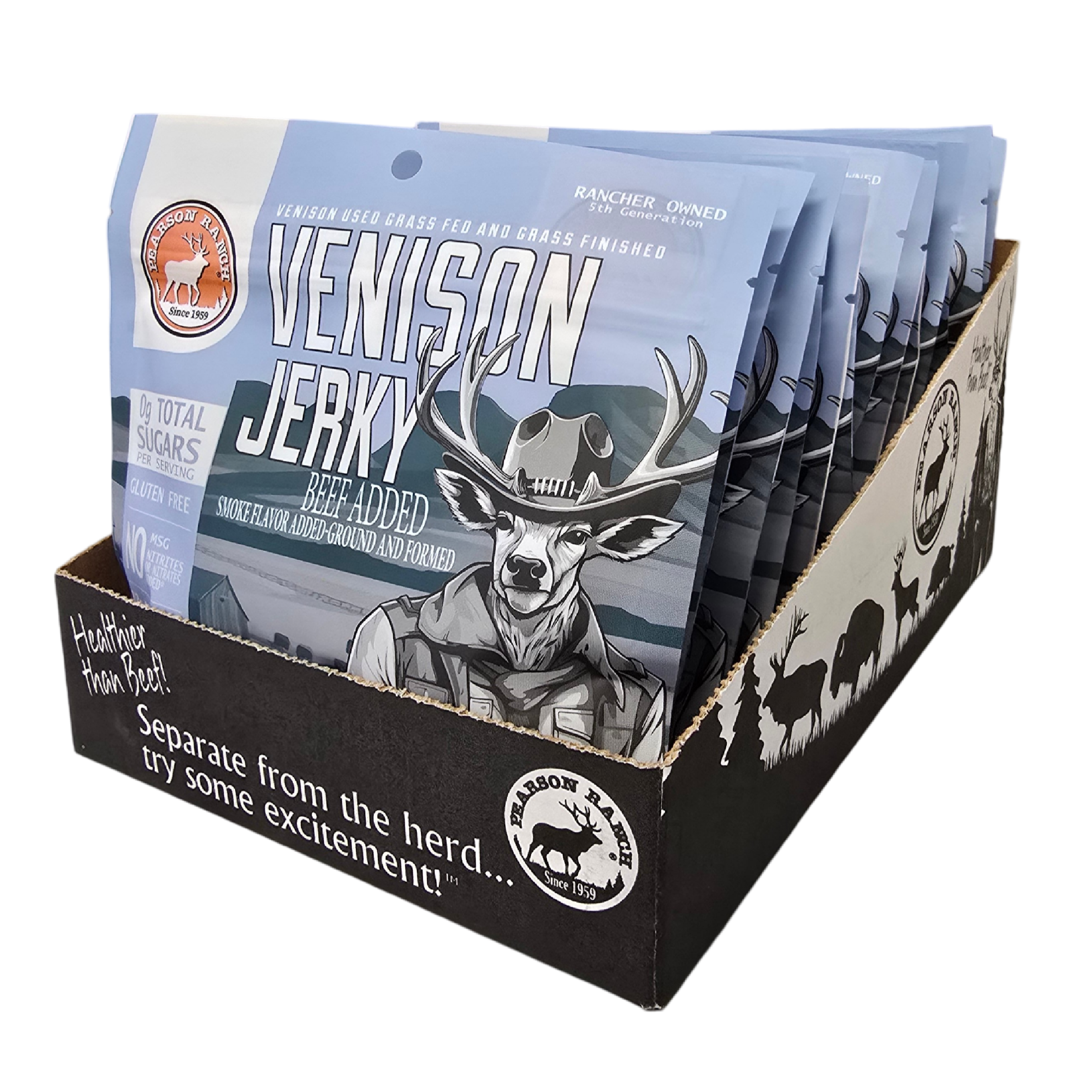 Pearson Ranch Elk & Bison Jerky - Wholesale Jerky - 12 Count Display - Venison Jerky 1