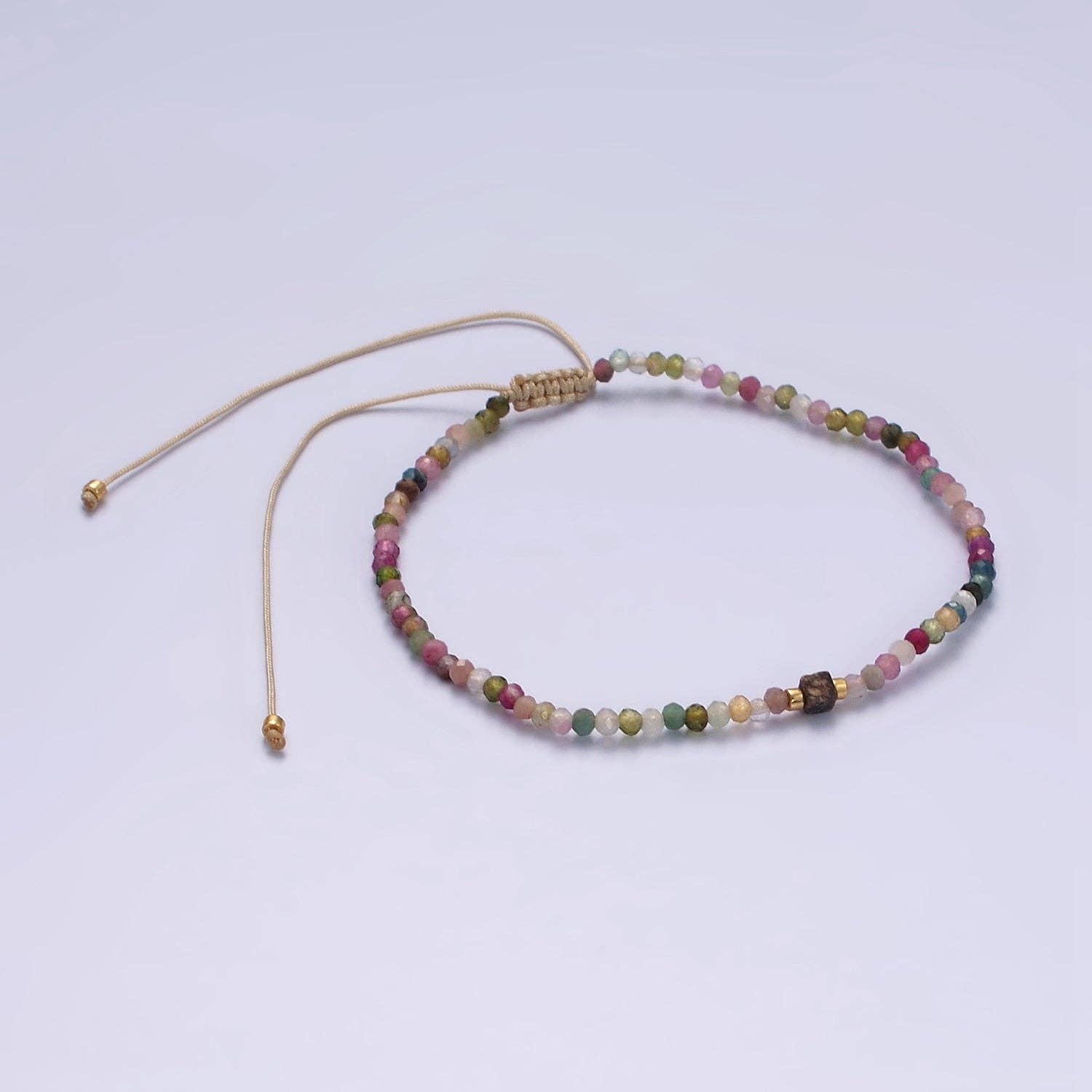 Simply Jewels - Wholesale Beaded Bracelet - Tourmaline Beaded Adjustable Bracelet – Natural Gemstone Boho Jewelry with Gold Accents2