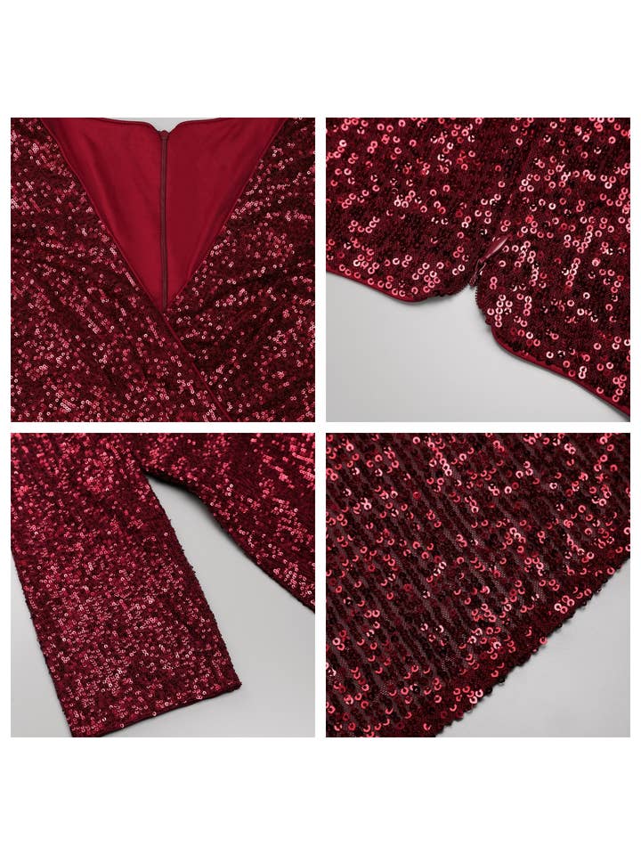 Ever-Pretty - Wholesale Gown - Women's - Plus Size Long Sleeve Shiny Prom Dress with Side Split1