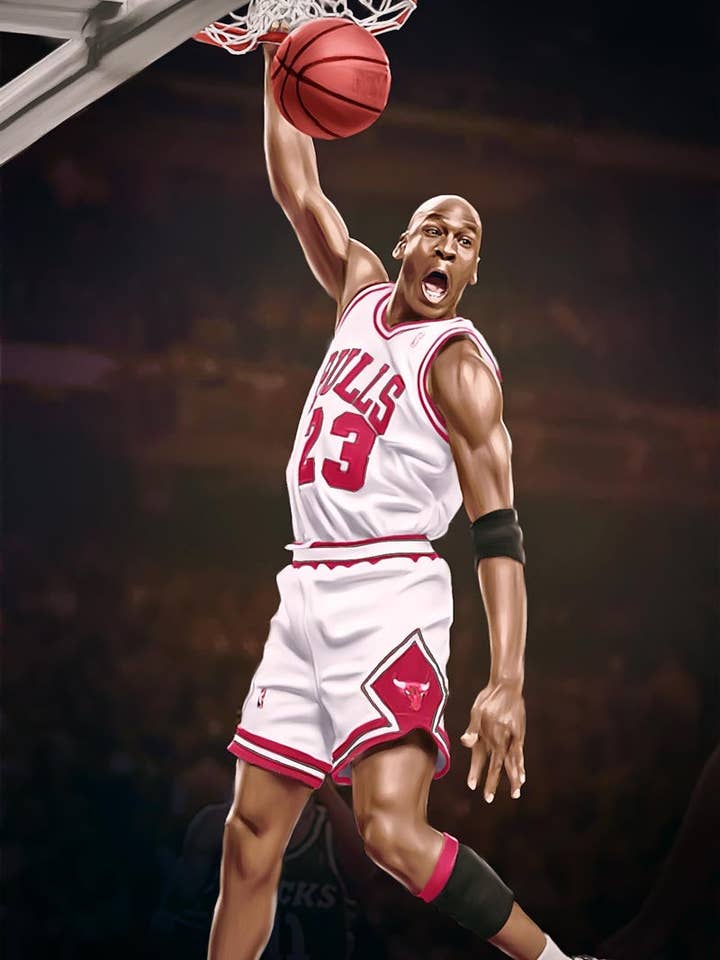 Michael Jordan Dunk for wholesale by Wayne Flint Digital Portraits