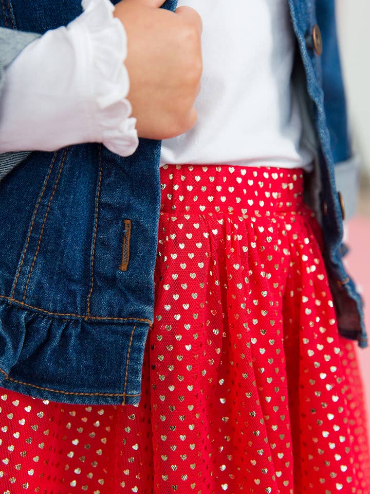 Red Girls Heart Of Gold Tulle Skirt for wholesale on Faire