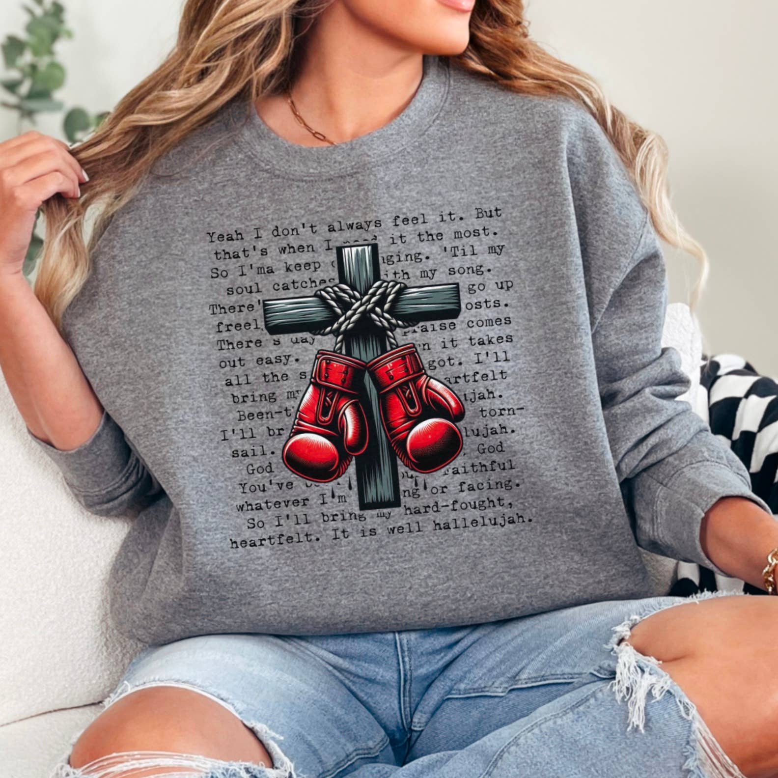 Shoppe SHC – wholesale Graphic sweatshirt – Women’s – Hard Fought Hallelujah  Screen Print Sweatshirt 4