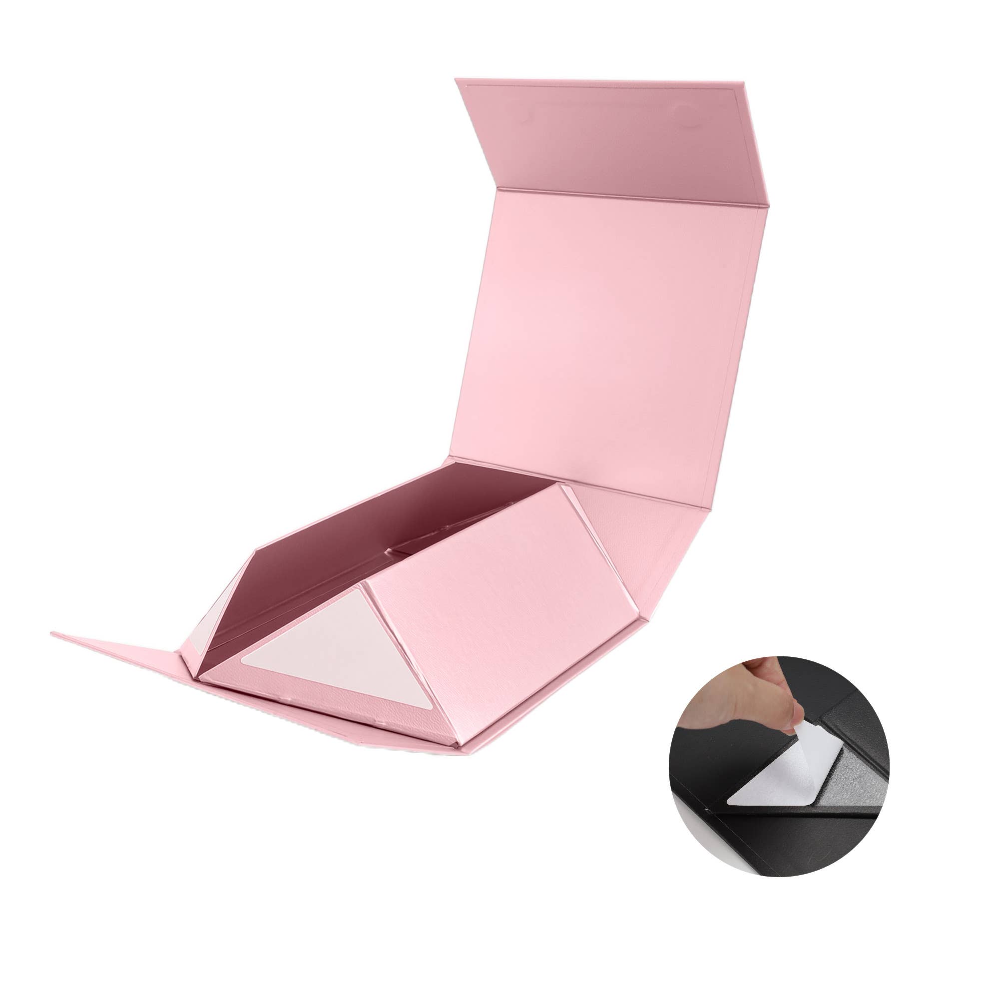 LA Ribbons Wholesale - Wholesale Gift Box - 8" x 8" x 4" Collapsible Gift Box w/ Magnetic Square Flap Lid | Pink4