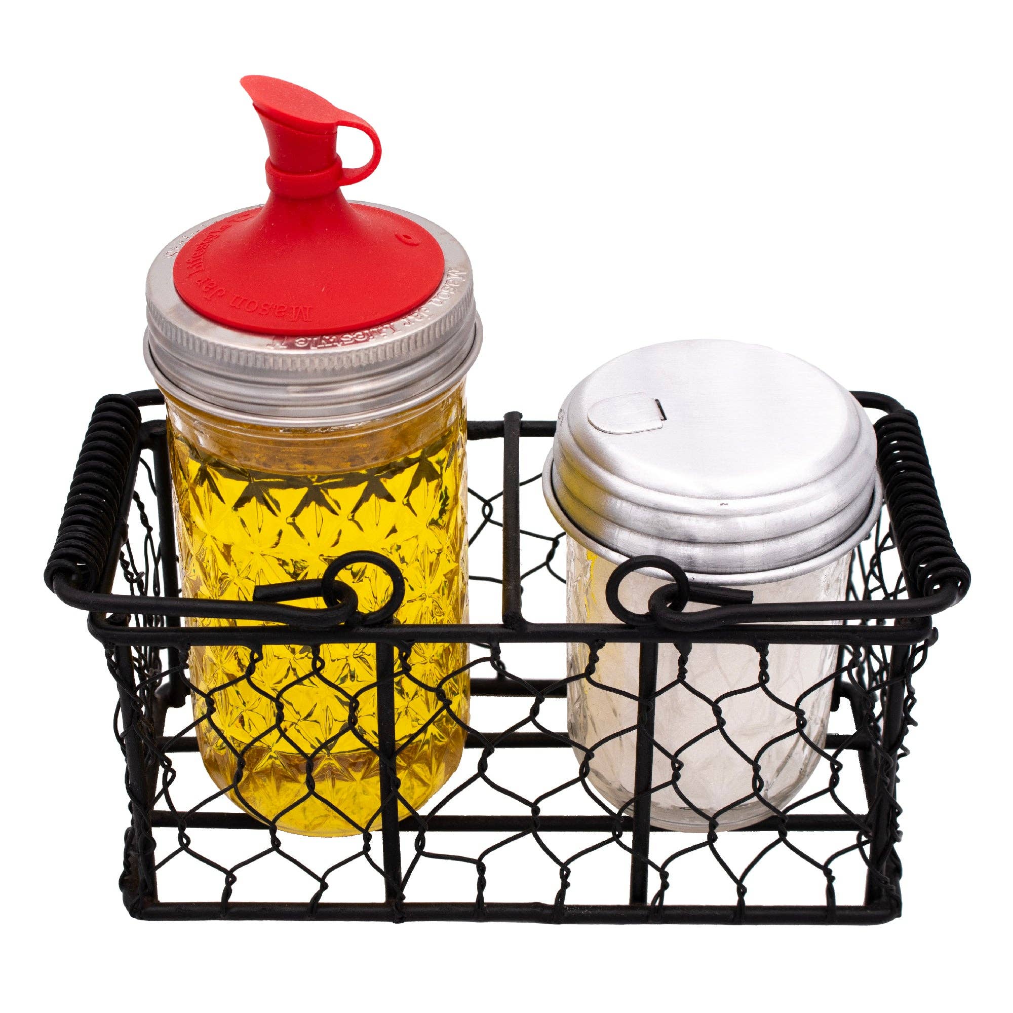 Mason Jar Lifestyle - Vente Rangements/organisateurs de cuisine - Caddy en fil de poulet pour 2 bocaux Mason de 8 oz demi-pinte3