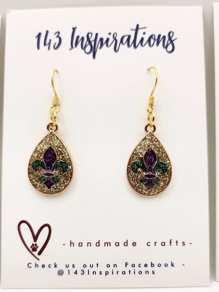 Orecchino Fleur-de-lis Mardi Gras per la vendita all'ingrosso da parte di 143 Inspirations
