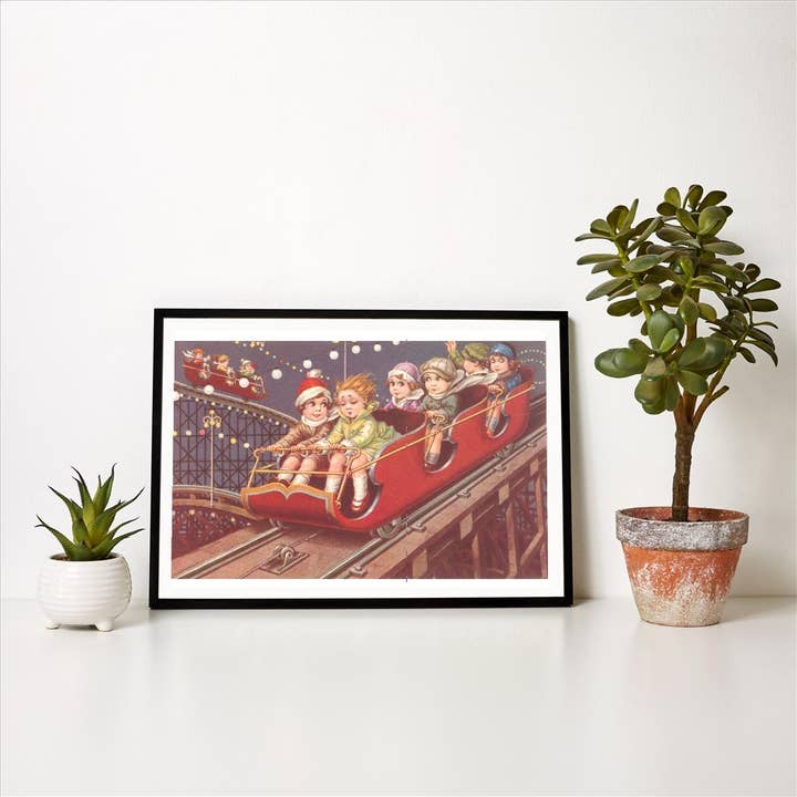 Found Image Press - Wholesale Art Print - Art Print KF-531 Kids on Roller Coaster1