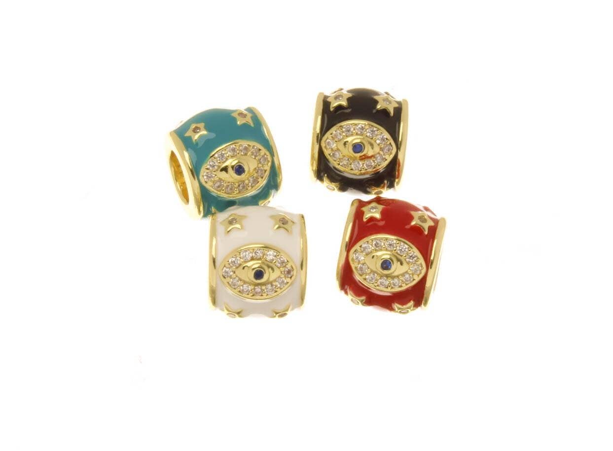 Jewel Pledge - Wholesale Individual Charm/Pendant - Evil Eye Amulet Hexagon Barrel Gold Slider Talisman SPG151