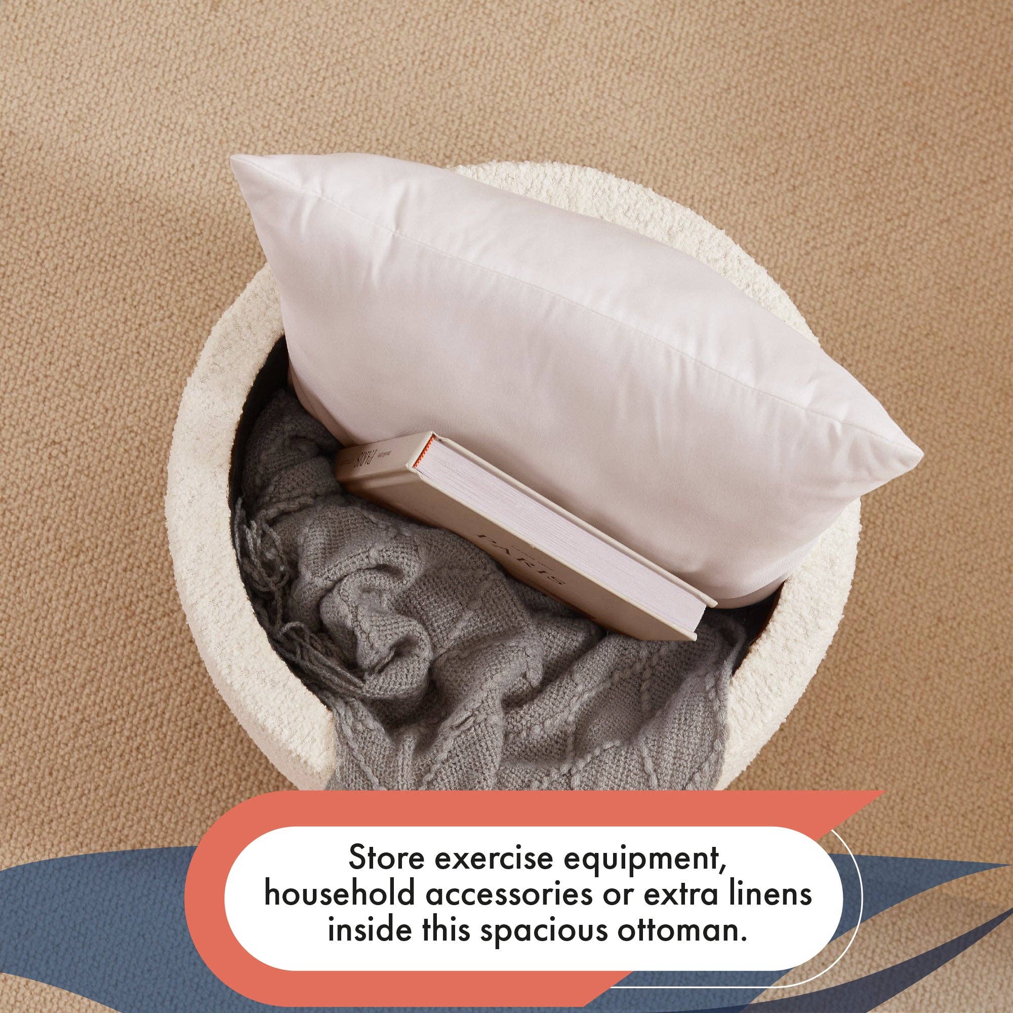 Ornavo Home - Wholesale Ottoman - Bradford Round Boucle Ottoman2