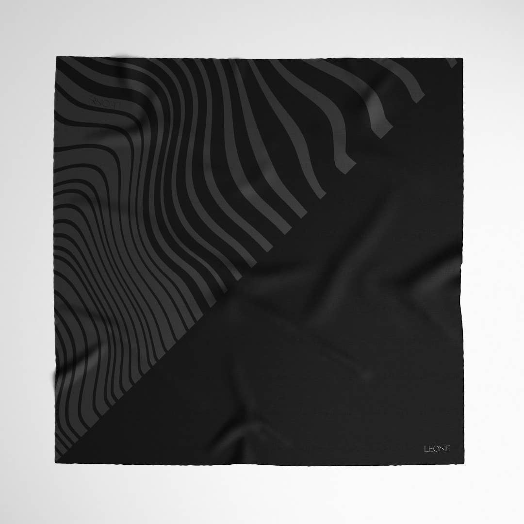 Leonie - Wholesale Scarf - Women's - Ebony Wave, 90cm Silk Scarf