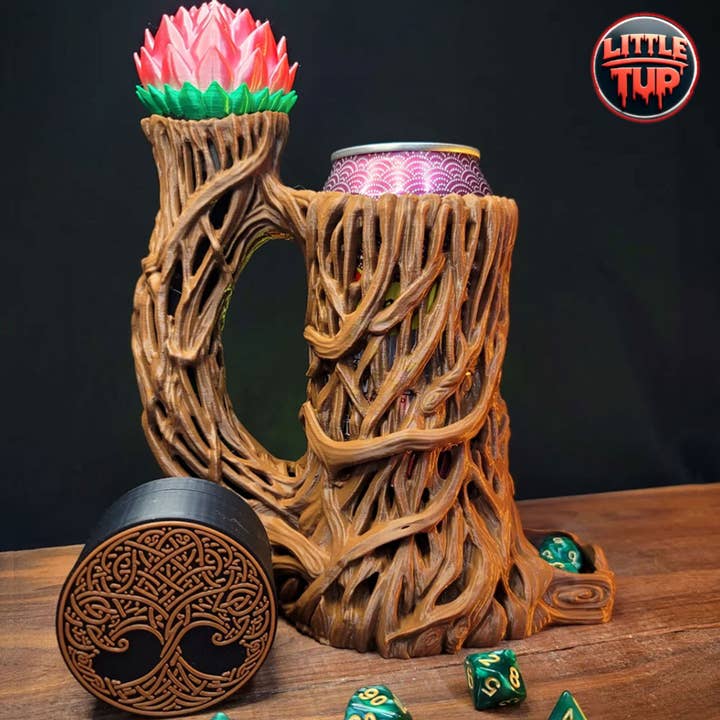 American Carver LLC - Wholesale Dice - Elvin Vine 12oz Dice Tower Mug | TTRPG, D&D, CoC