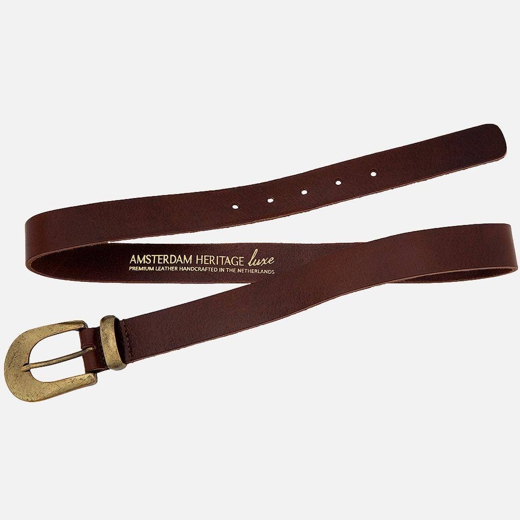 Amsterdam Heritage Leather Belts, Bags, Jackets & Apparel - Vente Ceinture – femme - FABRIQUÉ SUR COMMANDE Annie | Ceinture fine en cuir avec boucle dorée pour femme3