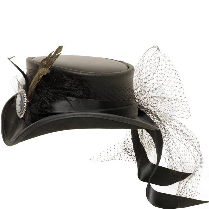 Black Genuine Leather Top Hat - Style Fancy for wholesale on Faire2