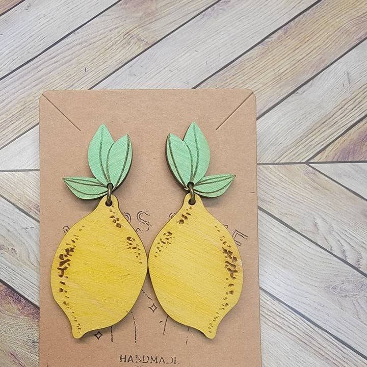 Lemon Post Dangle Earrings for wholesale by Mars & Me