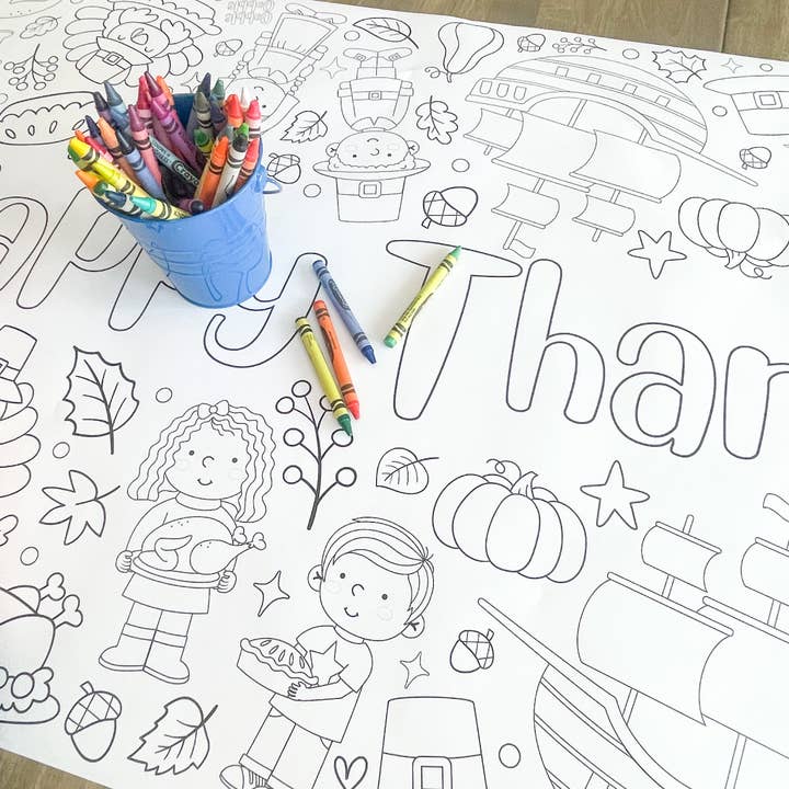 Party in a pinch - Wholesale Coloring Tablecloth - Kids & Baby - Thanksgiving Coloring Table Runner| Happy Thanksgiving2