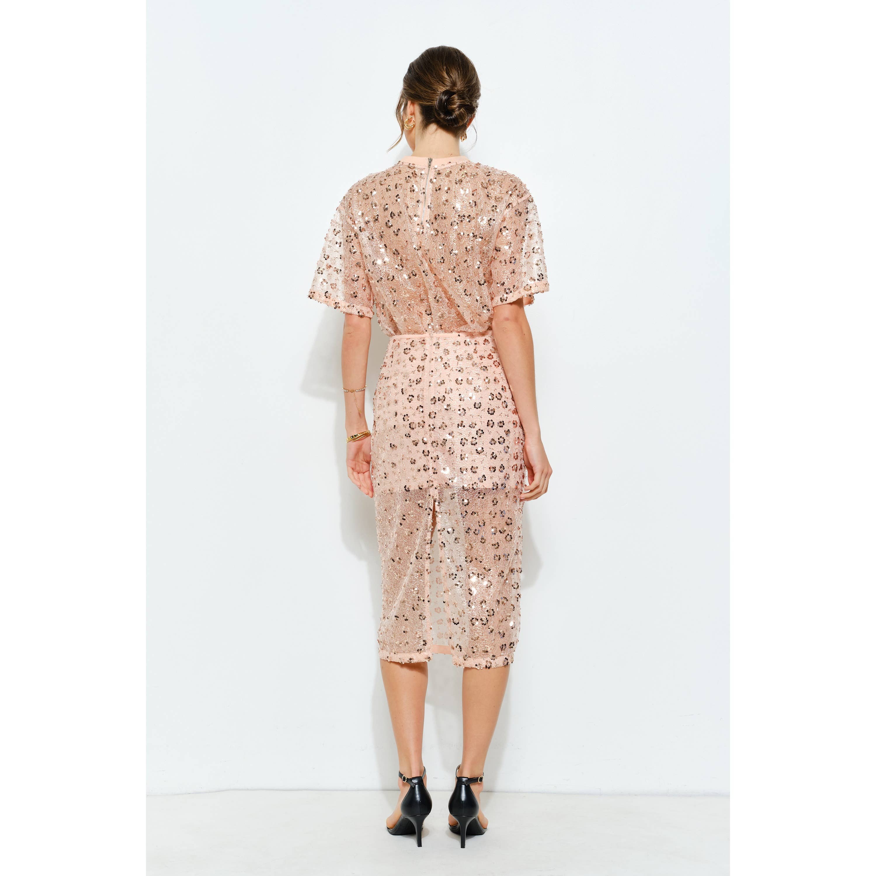 INA - Wholesale Skirt - Women's - Floral Sequin Embroidered Mesh Midi Skirt21