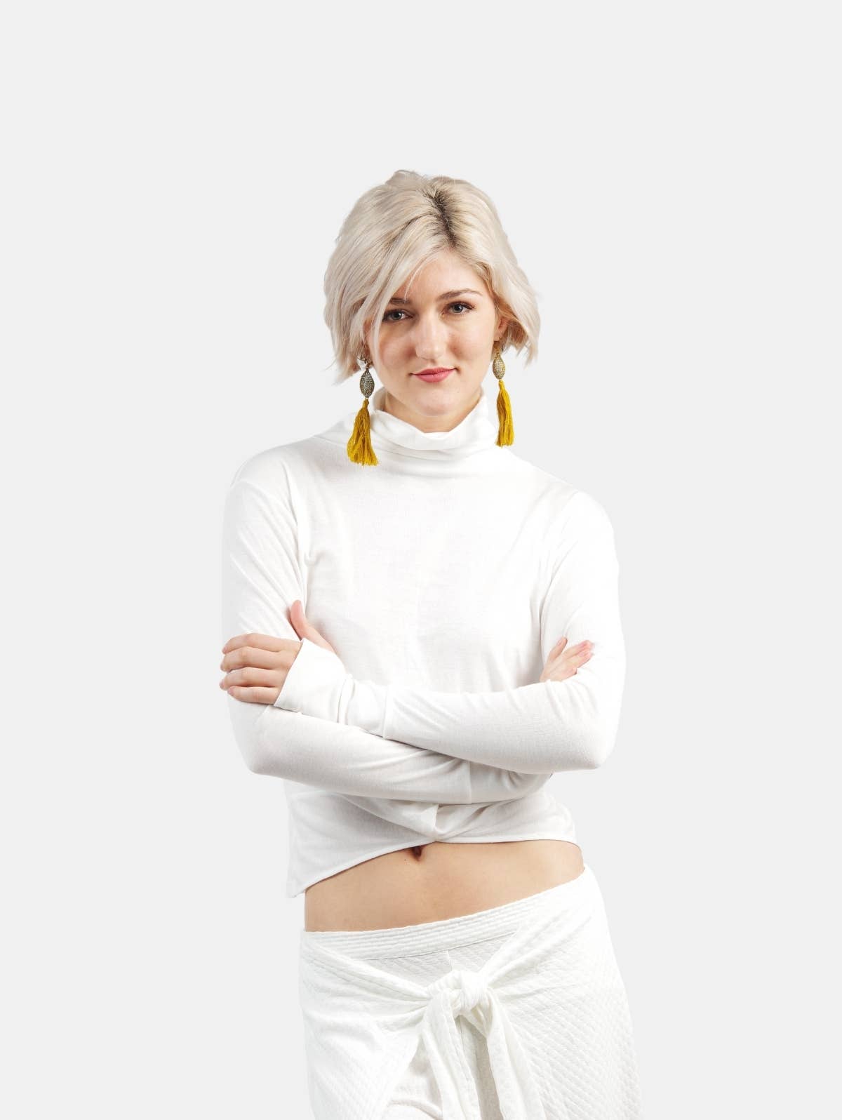 Hands To Hearts - Wholesale Knit Top - Women's - Reversible Knotted LS Turtleneck Azure12