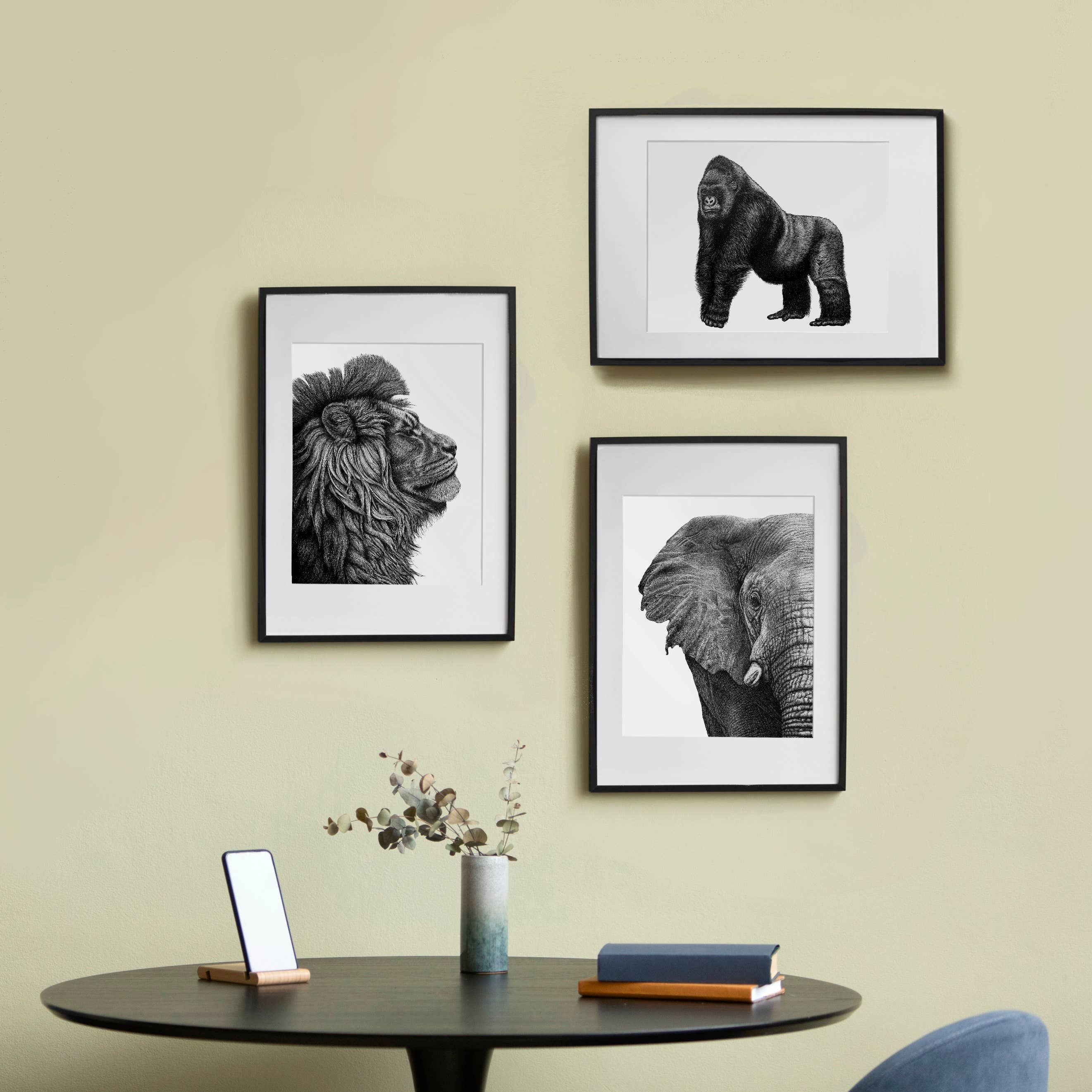 Wild Lines - Wholesale Art Print - Black and White Animal Art Print - Stylish A4 Lion Wall Art4